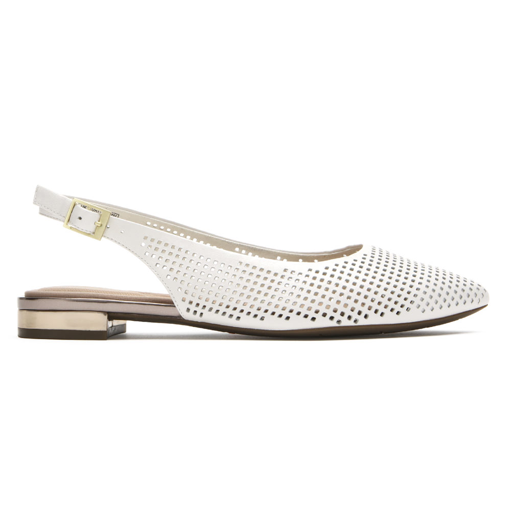 Zapatos Bajos Rockport Mujer Mexico - Total Motion Adelyn Slingback Blancos - VFTQH5489